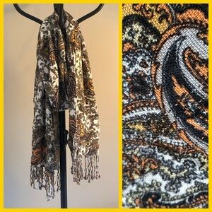 SALE 🌻 J CREW paisley motif scarf in navy blue/orange/yellow